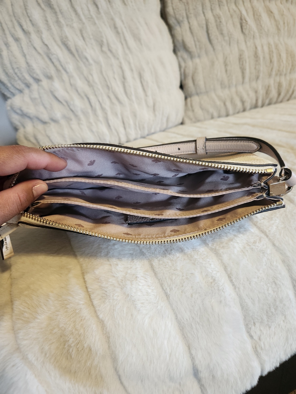 kate spade Two-Tone Pebbled Leather Crossbody in Blush and Cream - Picture 4 of 4